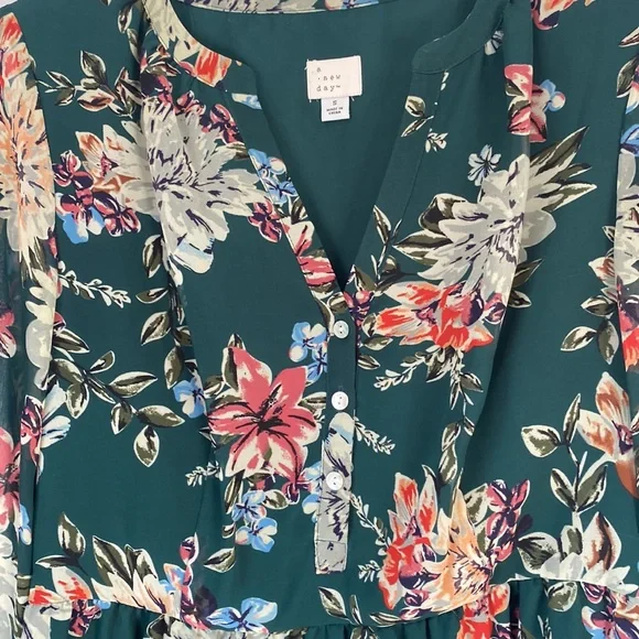 A New Day Hunter Green Floral Dress, size small - Picture 3 of 5